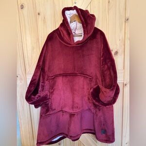 Cozy Burgundy Hooded Blanket Sweatshirt